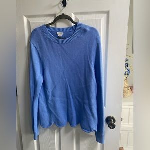 Cotton, scalloped bottom crew sweater